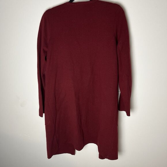 J Crew Red Burgundy Open Front Cardigan Wool Blend Medium - Picture 5 of 7